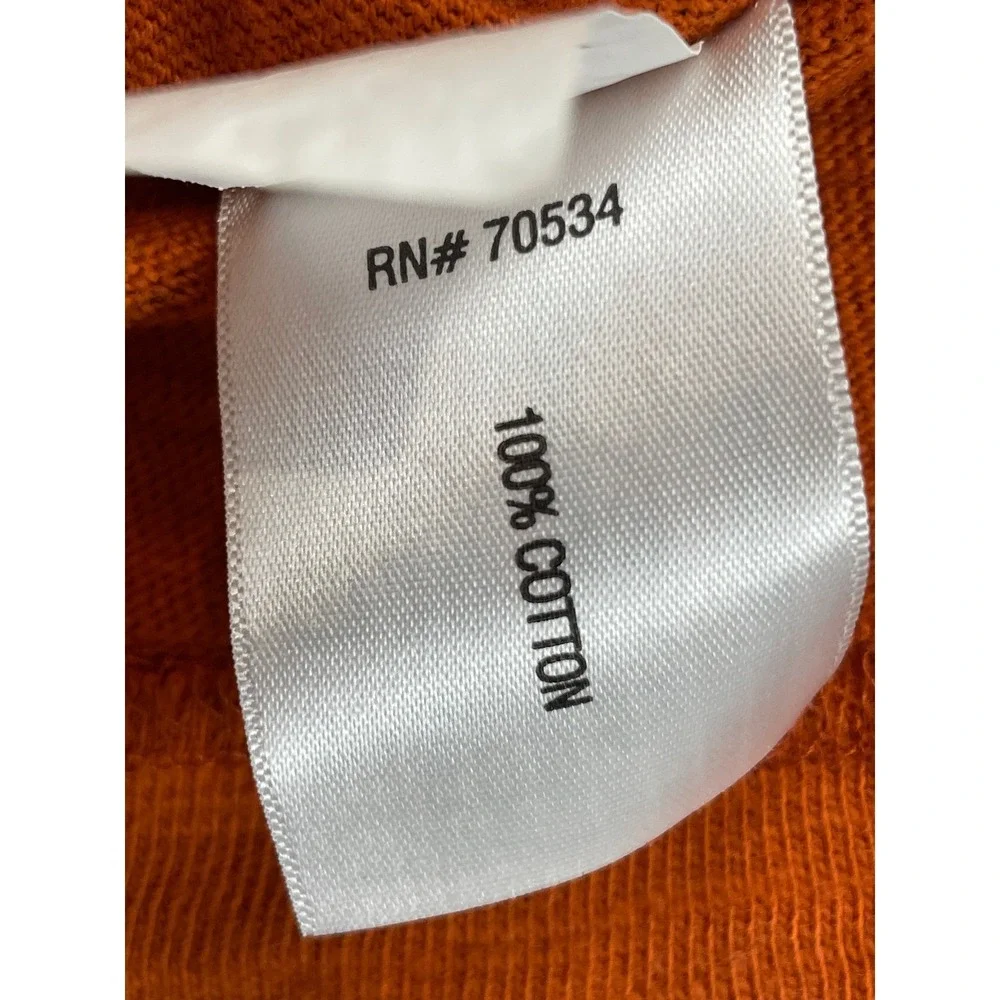 ORVIS Pullover Sweater Men M Orange Quarter Zip Mock Neck Zip 100 Cotton Outdoor